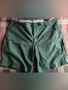 Ralph Lauren mens big and tll Forest Green Flat-Front stretch Cotton Shorts